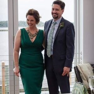 Badgely mischka emerald green dress.